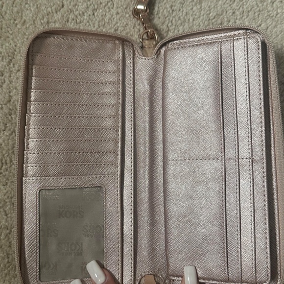 Michael Kors Shiny Metallic Leather Wristlet - Picture 6 of 8